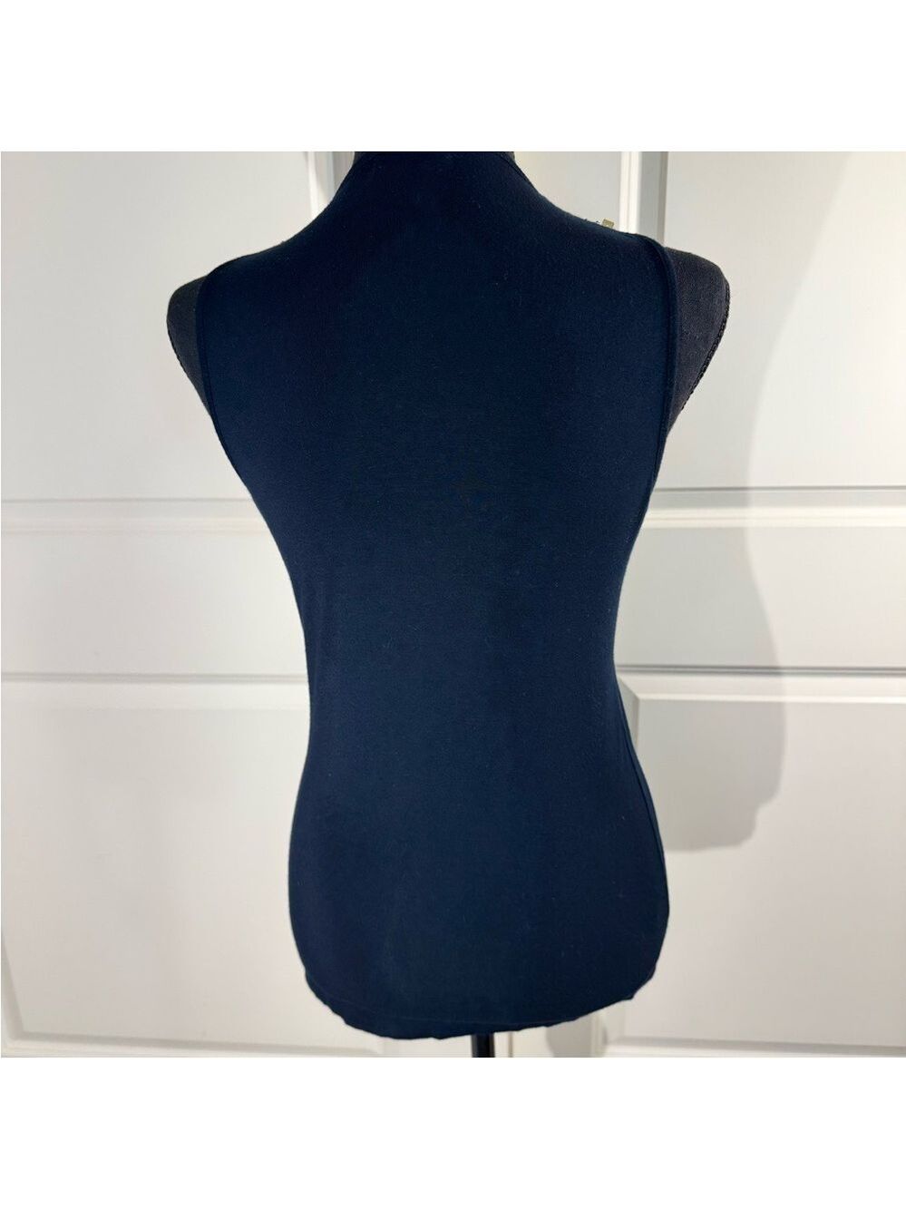 Cache Black Top with Bib Collar  Metallic Accents and Sequins Small - Picture 3 of 9